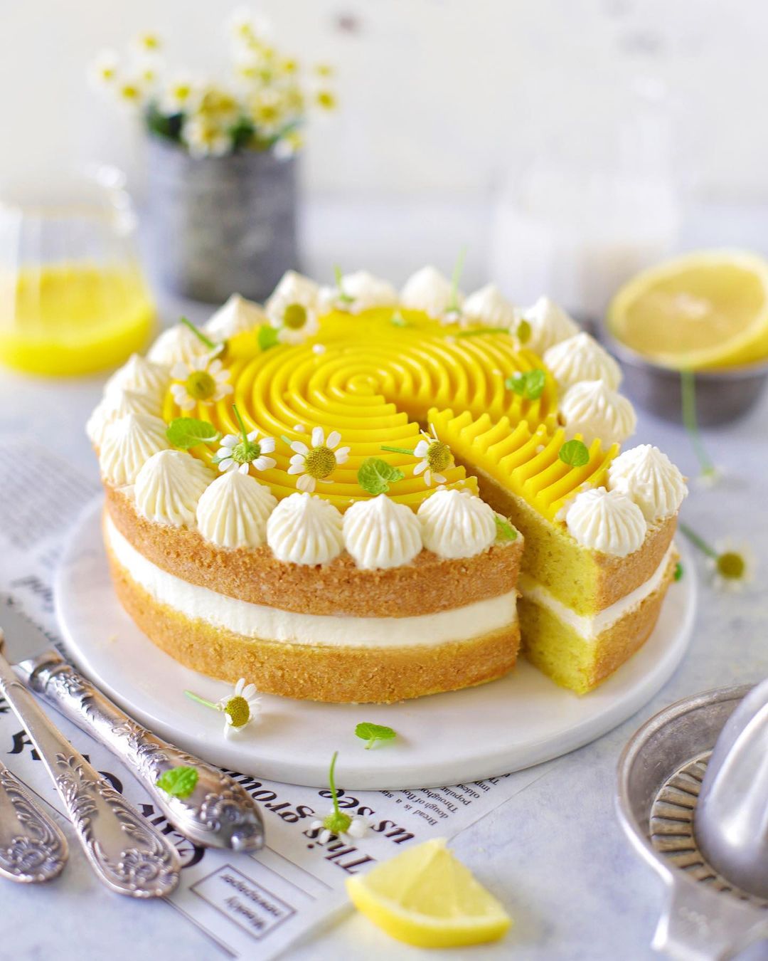 Sunny Lemon Cake with Cream Cheese Frosting