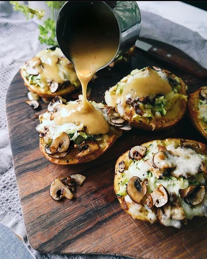 Oven-Baked Potatoes with Veggies and Cheese