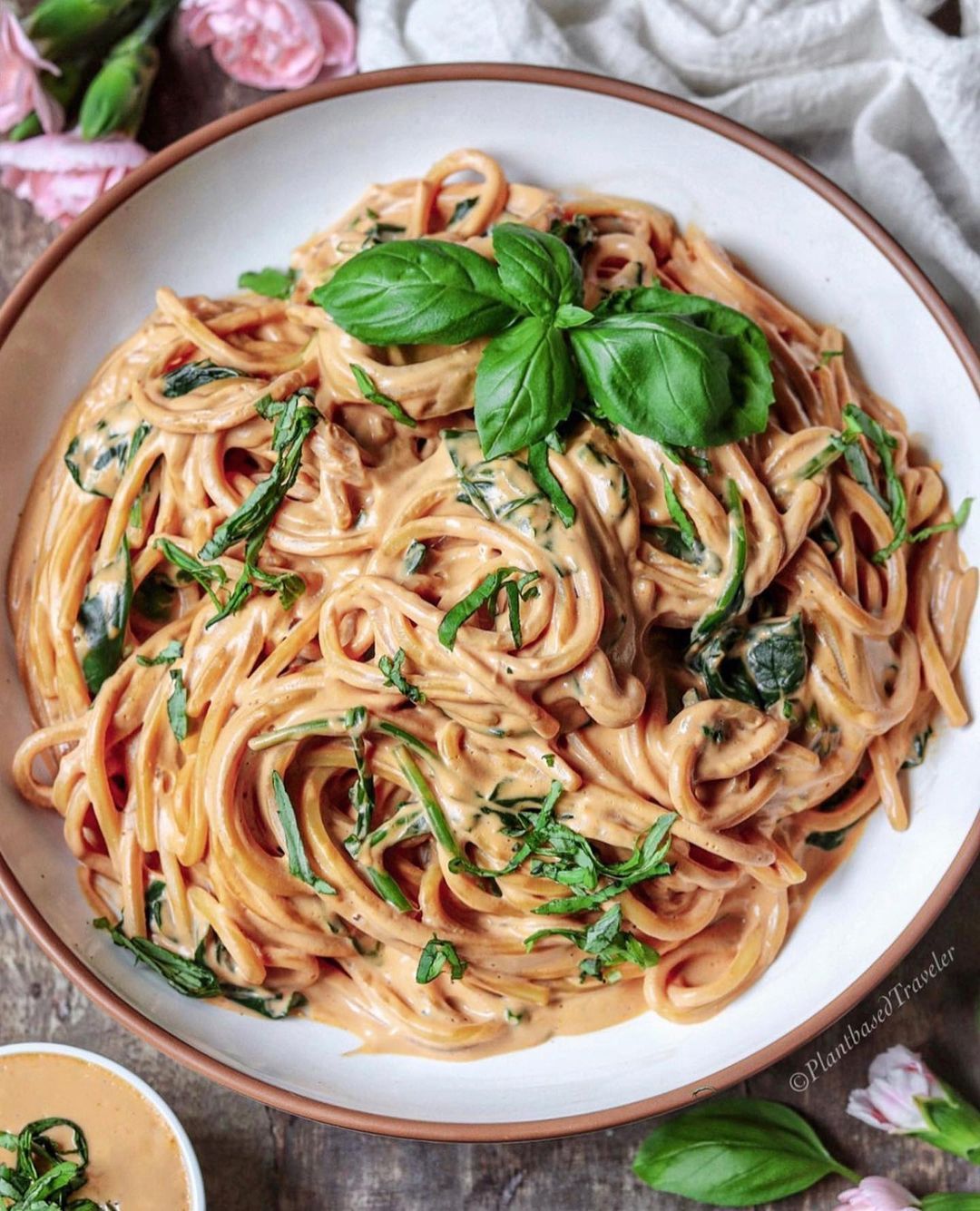 Vegan Sun-Dried Tomato Alfredo Pasta
