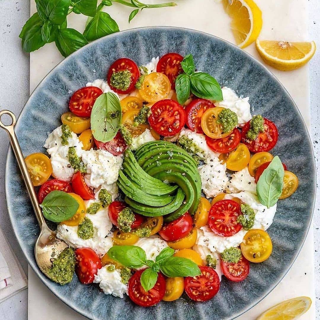 Fresh Avocado Caprese Salad Creation
