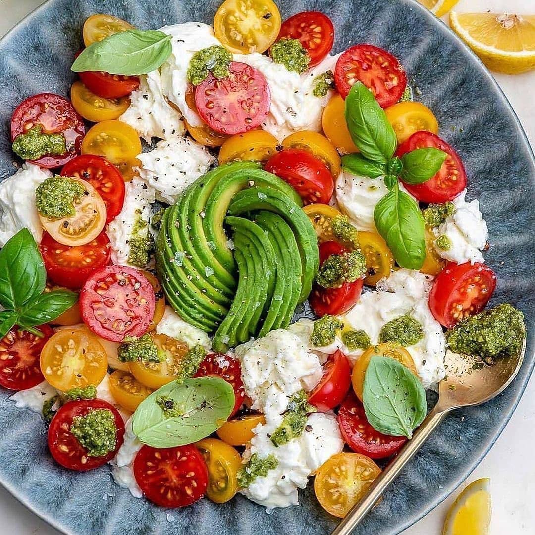 Fresh Avocado Caprese Salad Creation