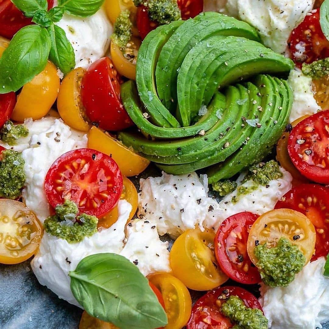 Fresh Avocado Caprese Salad Creation