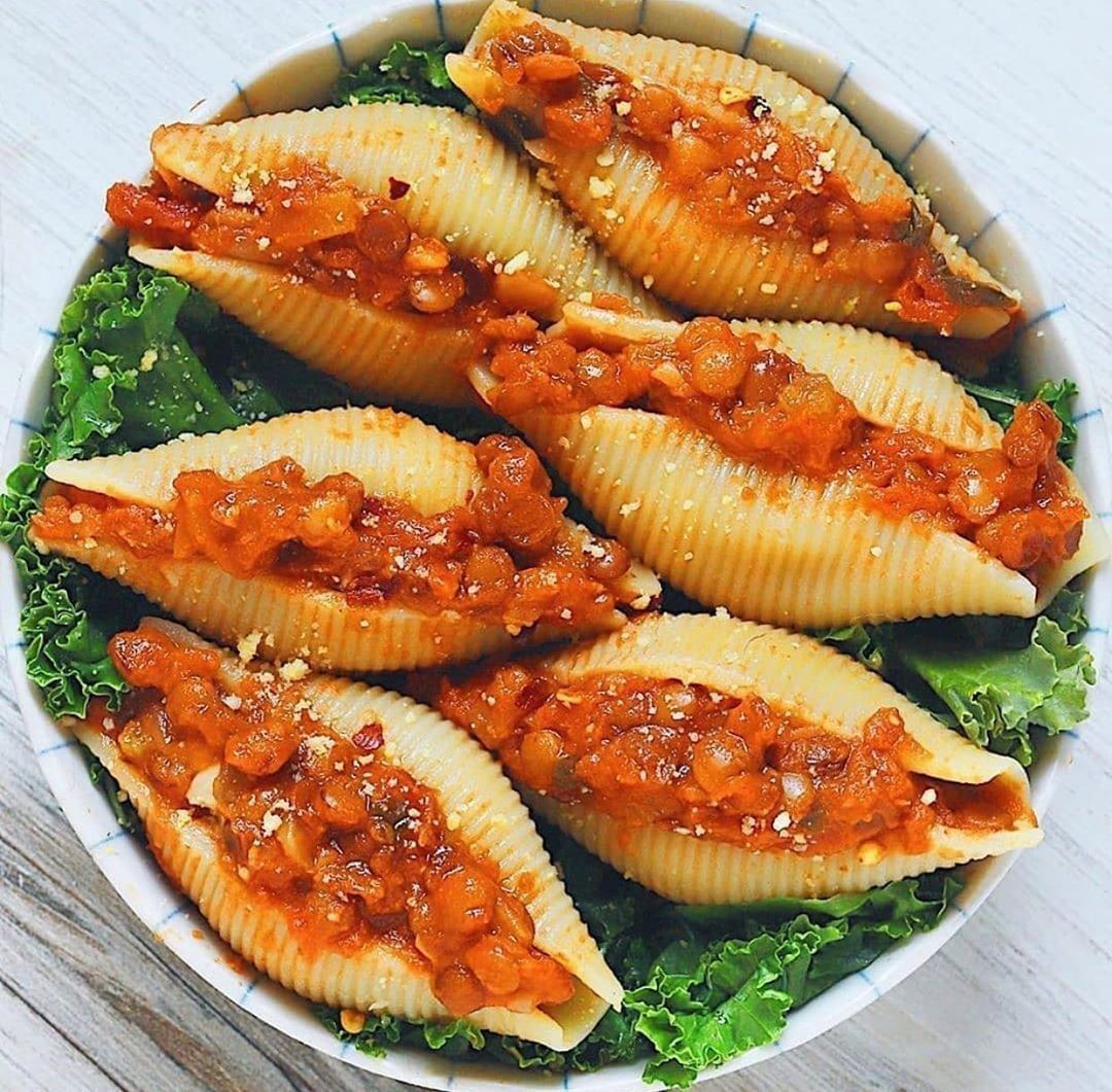 Lentil Bolognese Stuffed Shells