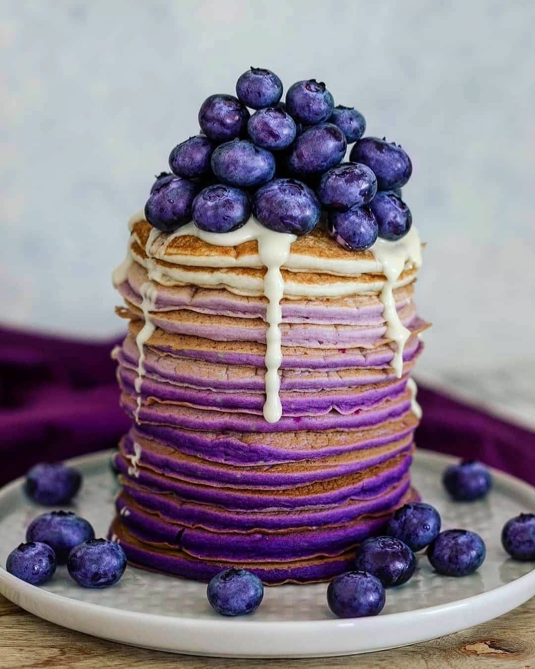 Vegan Purple Ombre Pancakes