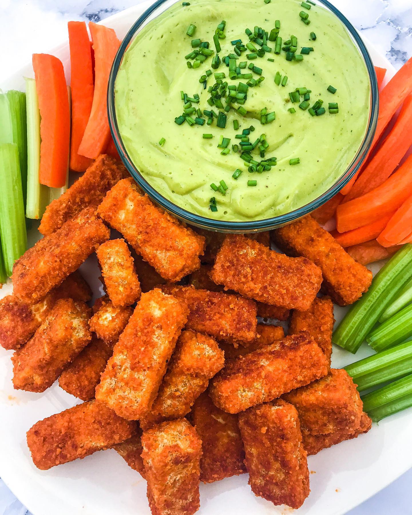 Vegan Buffalo Style Tofu with Ranch