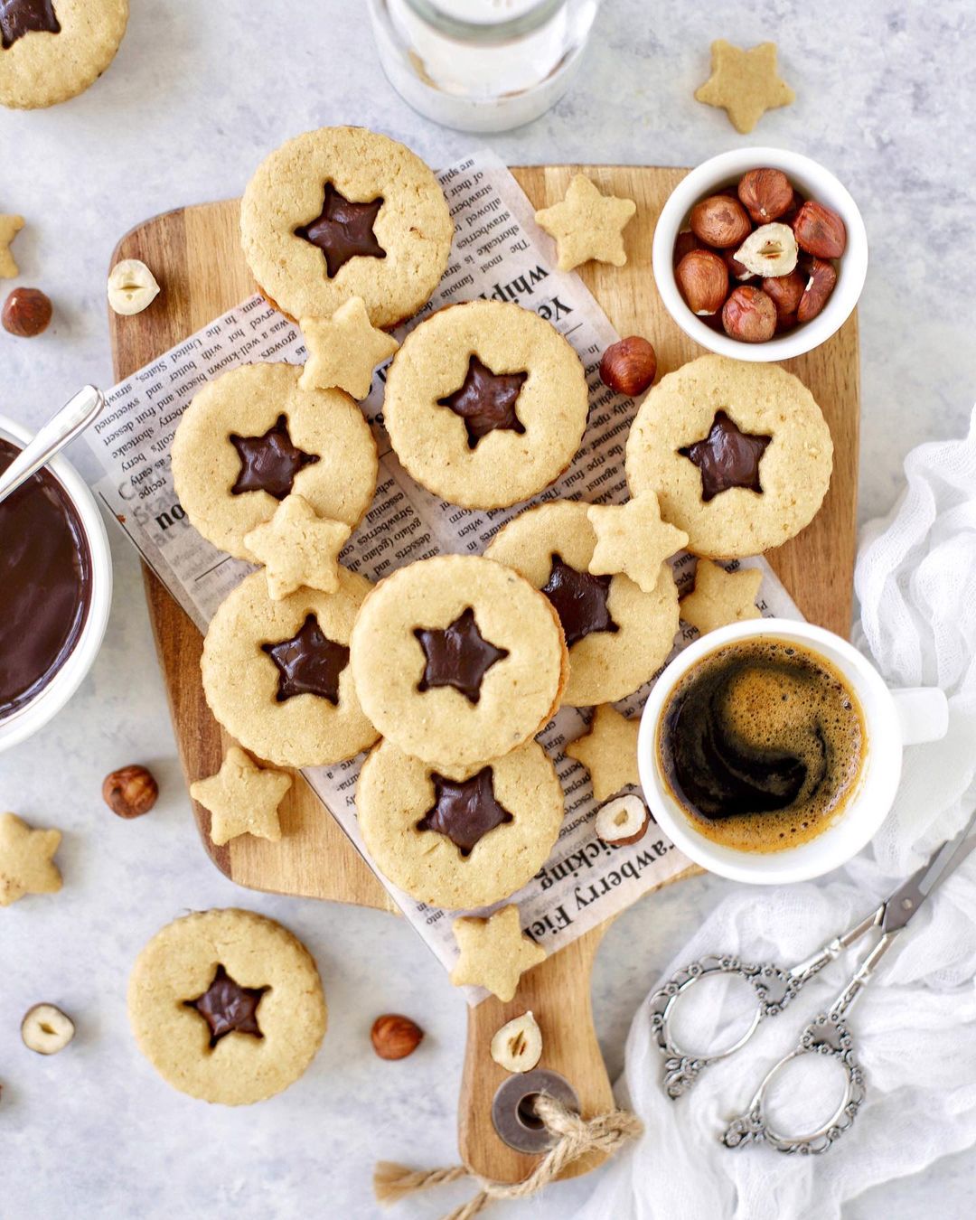 Star Cookies with Homemade Nutella
