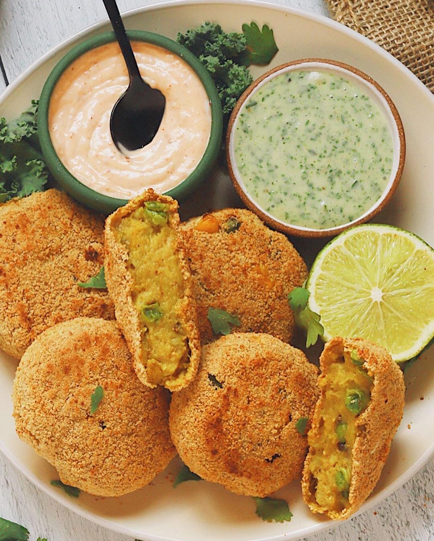 Baked Aloo Tikki - Indian Spiced Potato Croquettes