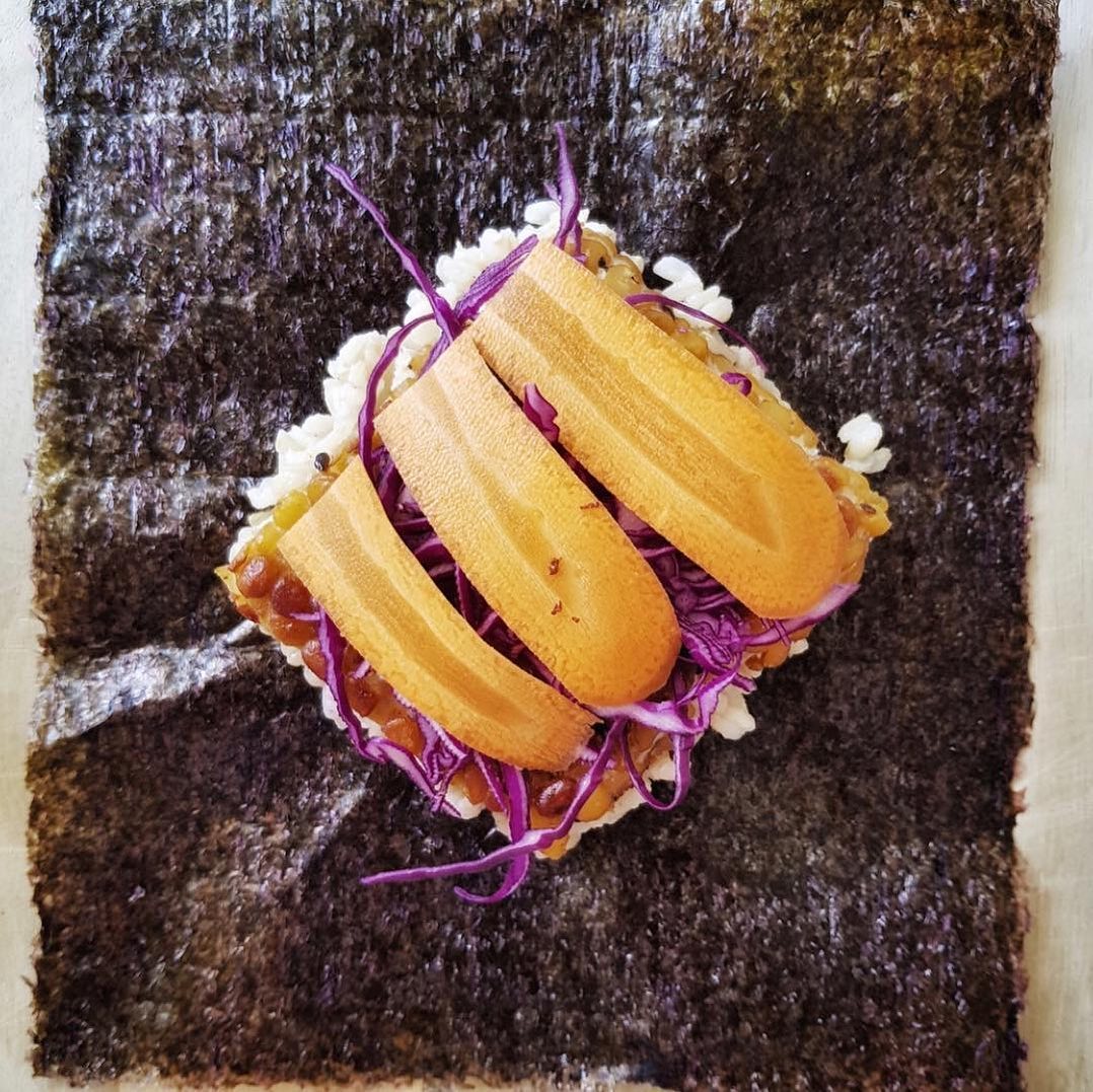 Tempeh Sushi Sandwich with Brown Rice and Vegetables