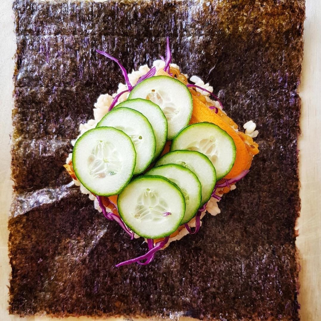 Tempeh Sushi Sandwich with Brown Rice and Vegetables