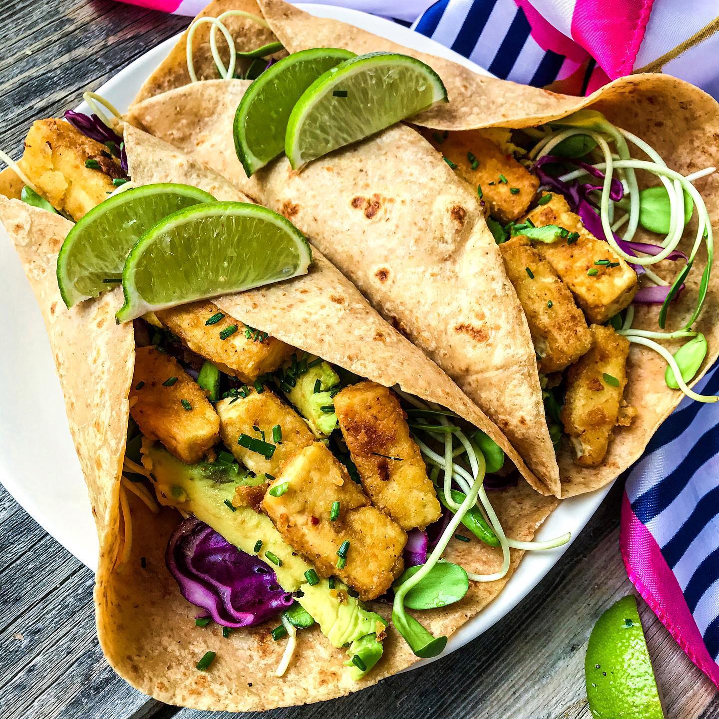 Crispy Tofu Wrap with Sprouts and Sauce