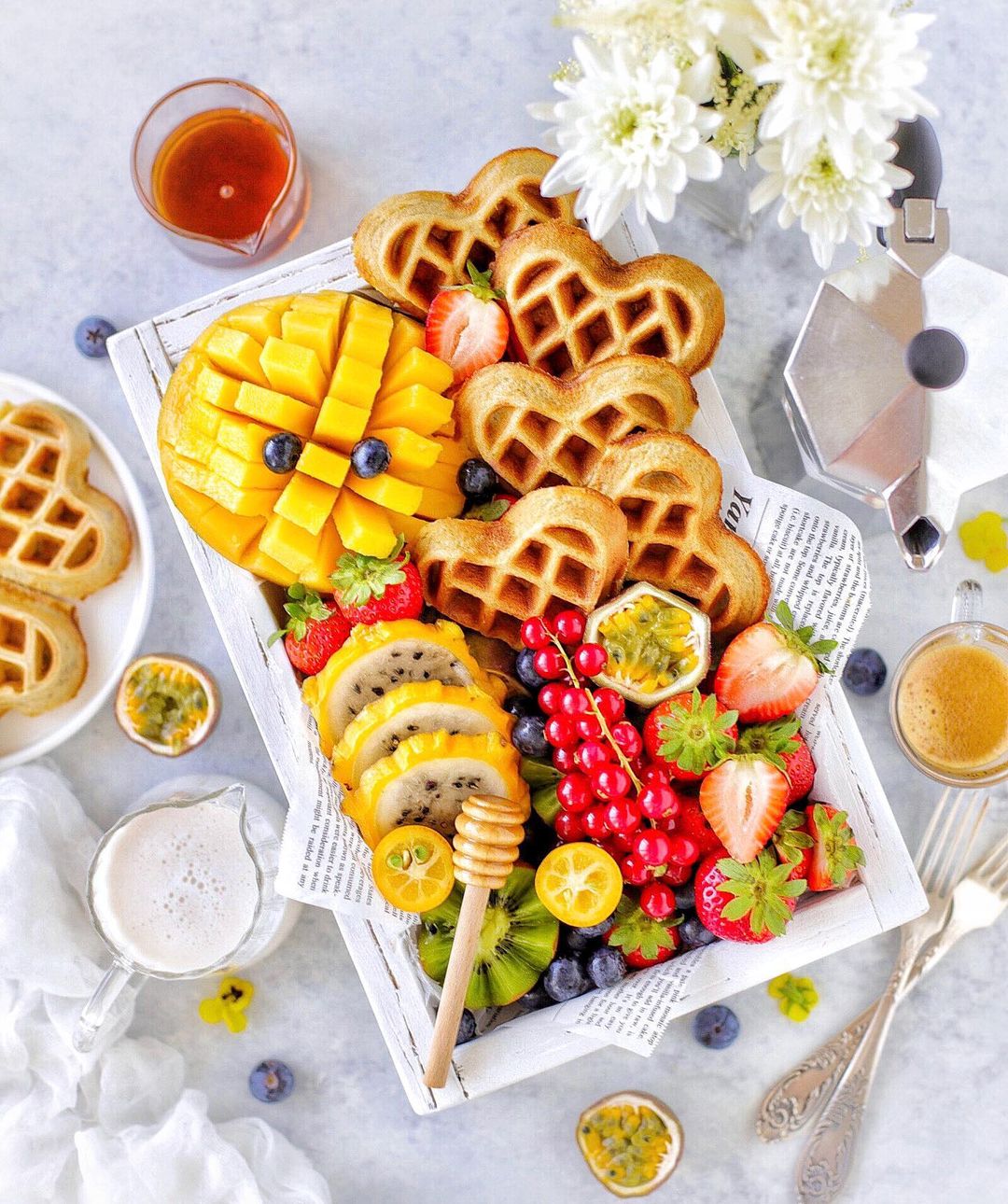 Hearty Breakfast Waffles with Fresh Fruits