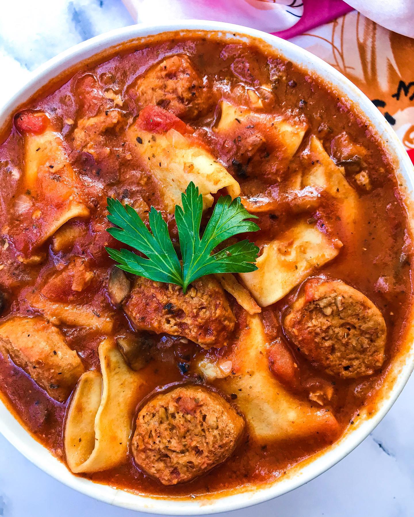 Vegan Lasagna Sausage Soup