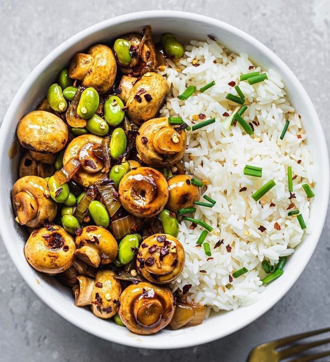 Balsamic Glazed Mushrooms with Edamame