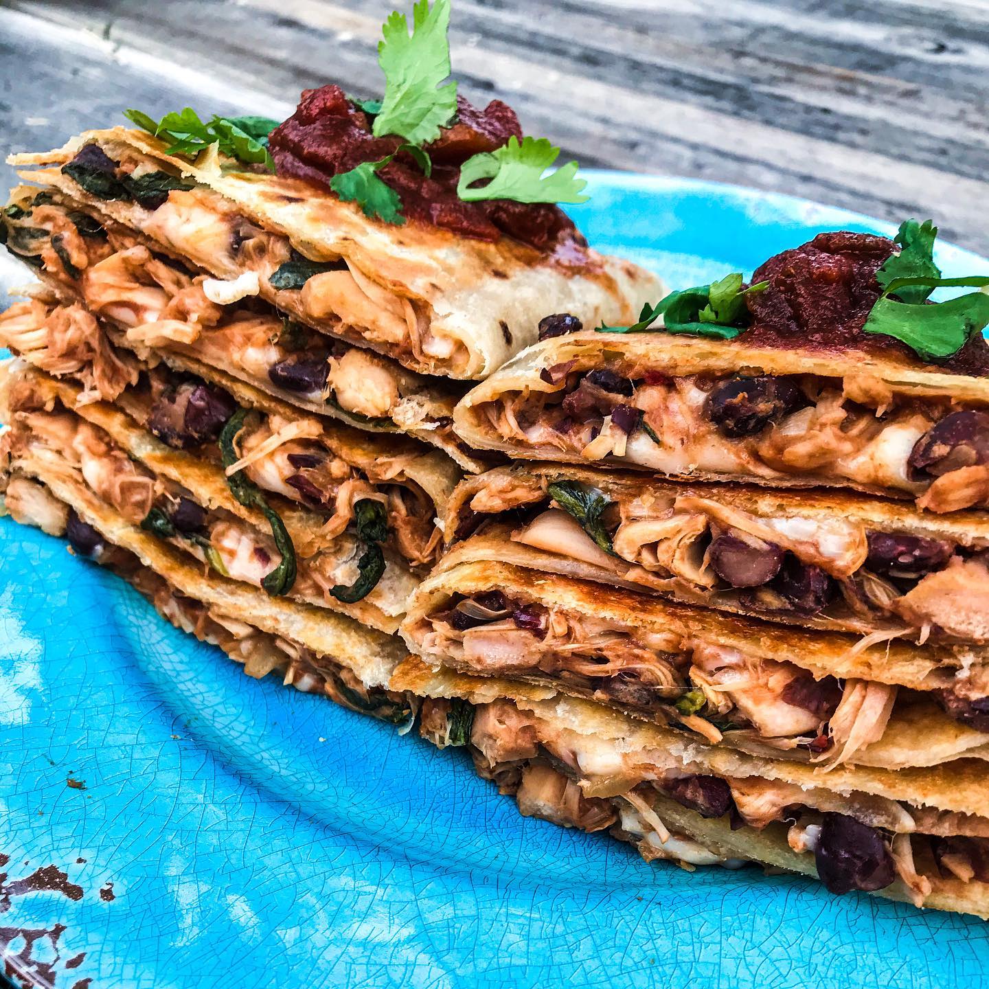 Bbq Jackfruit and Black Bean Quesadillas