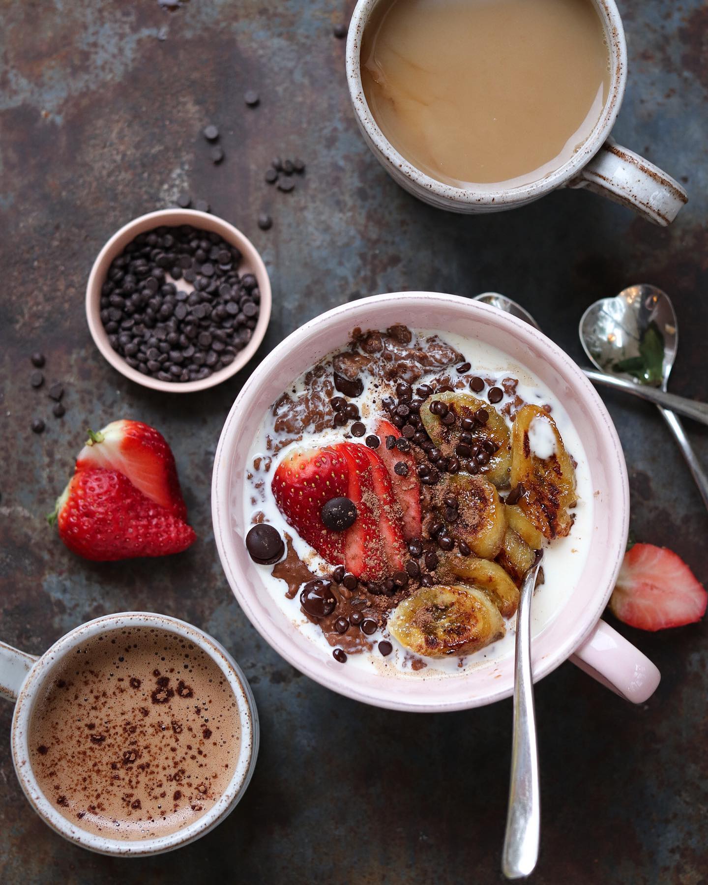 Creamy Chocolate Porridge with Toppings