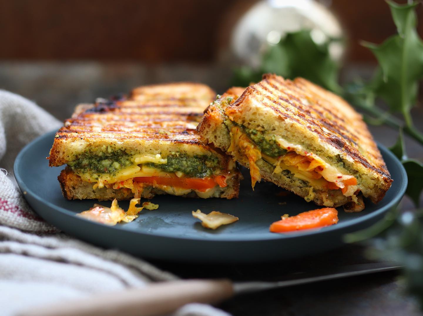 Walnut Pesto Kimchi Grilled Sandwich