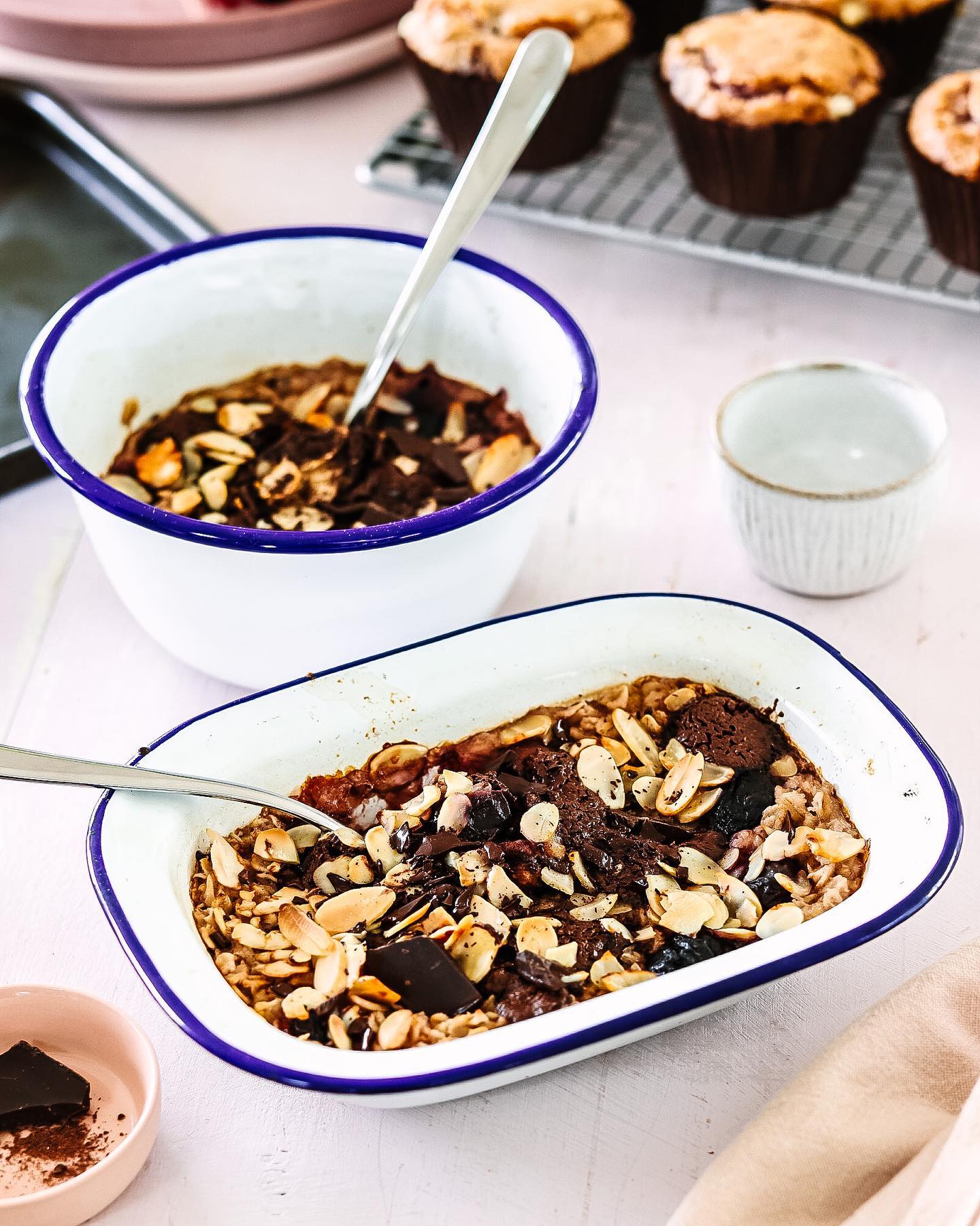 Cherry Almond Baked Oats with Peanut Butter