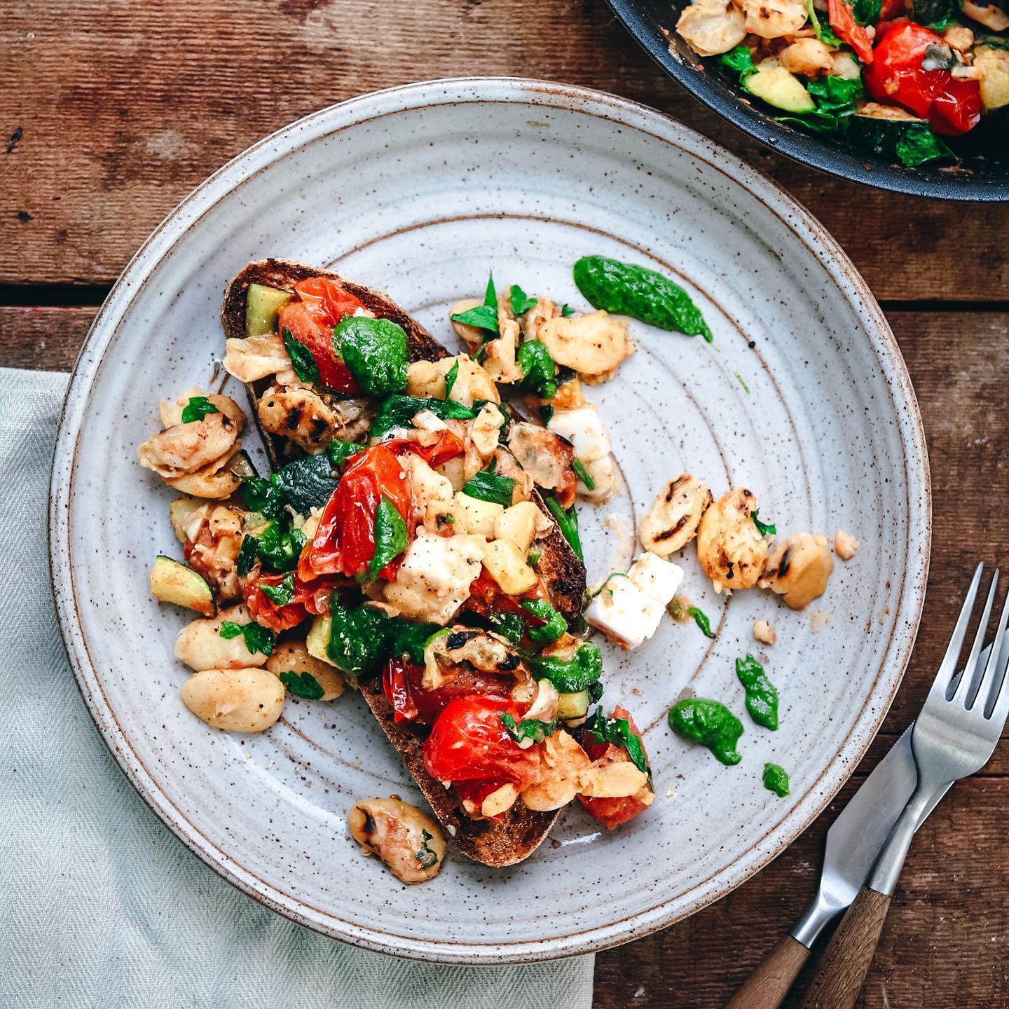 Butter Beans and Pesto on Sourdough Toast