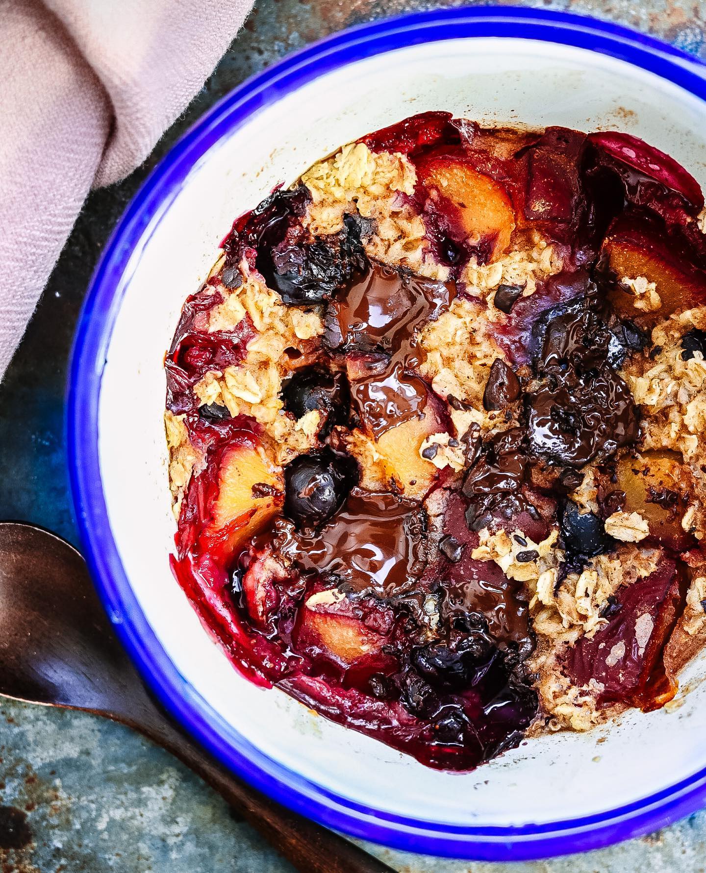 Blueberry Plum Cinnamon Baked Oats