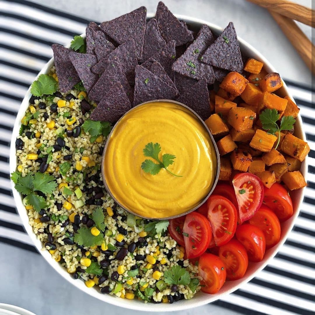 Vegan Queso Nachos Bowl
