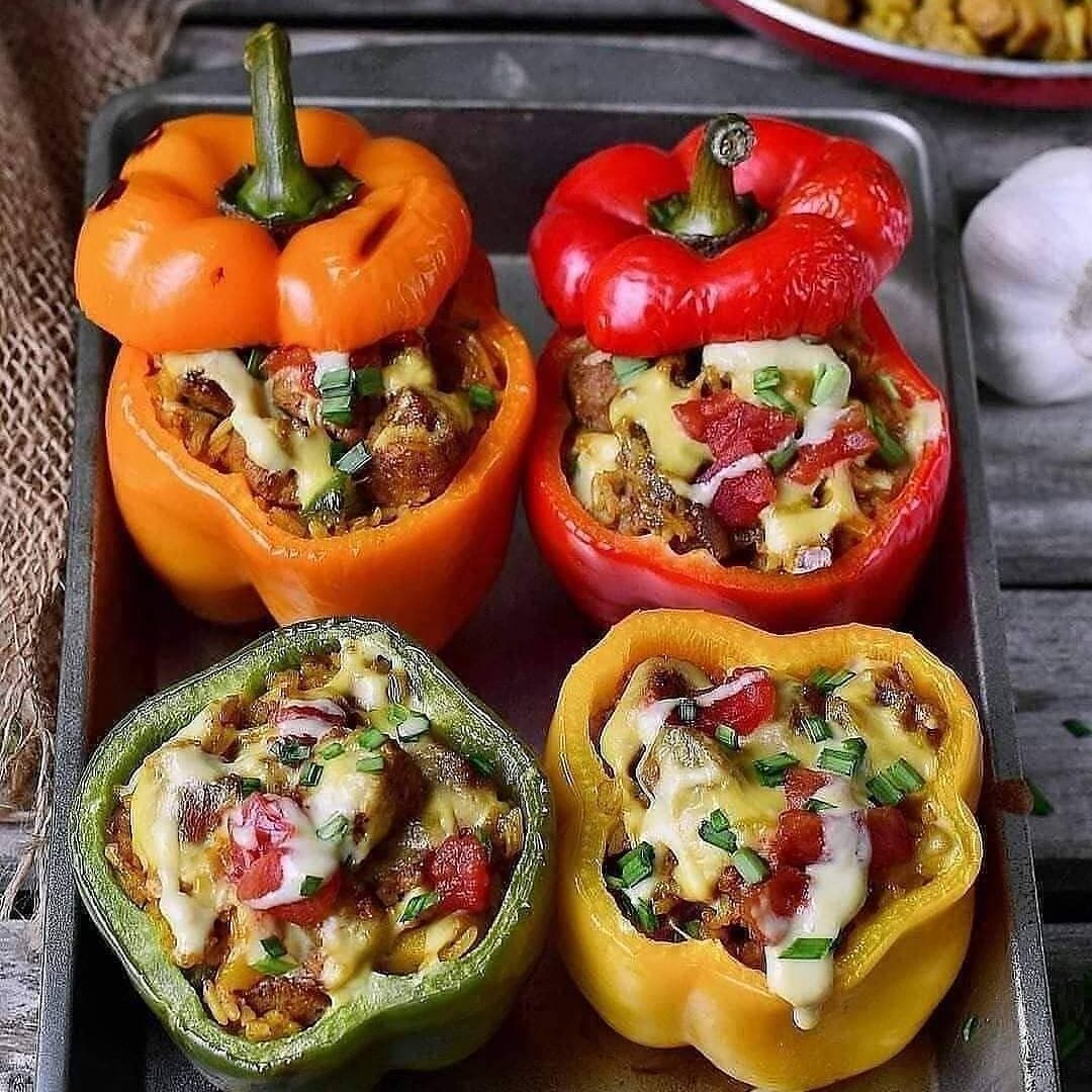 Vegan Stuffed Cheesy Bell Peppers