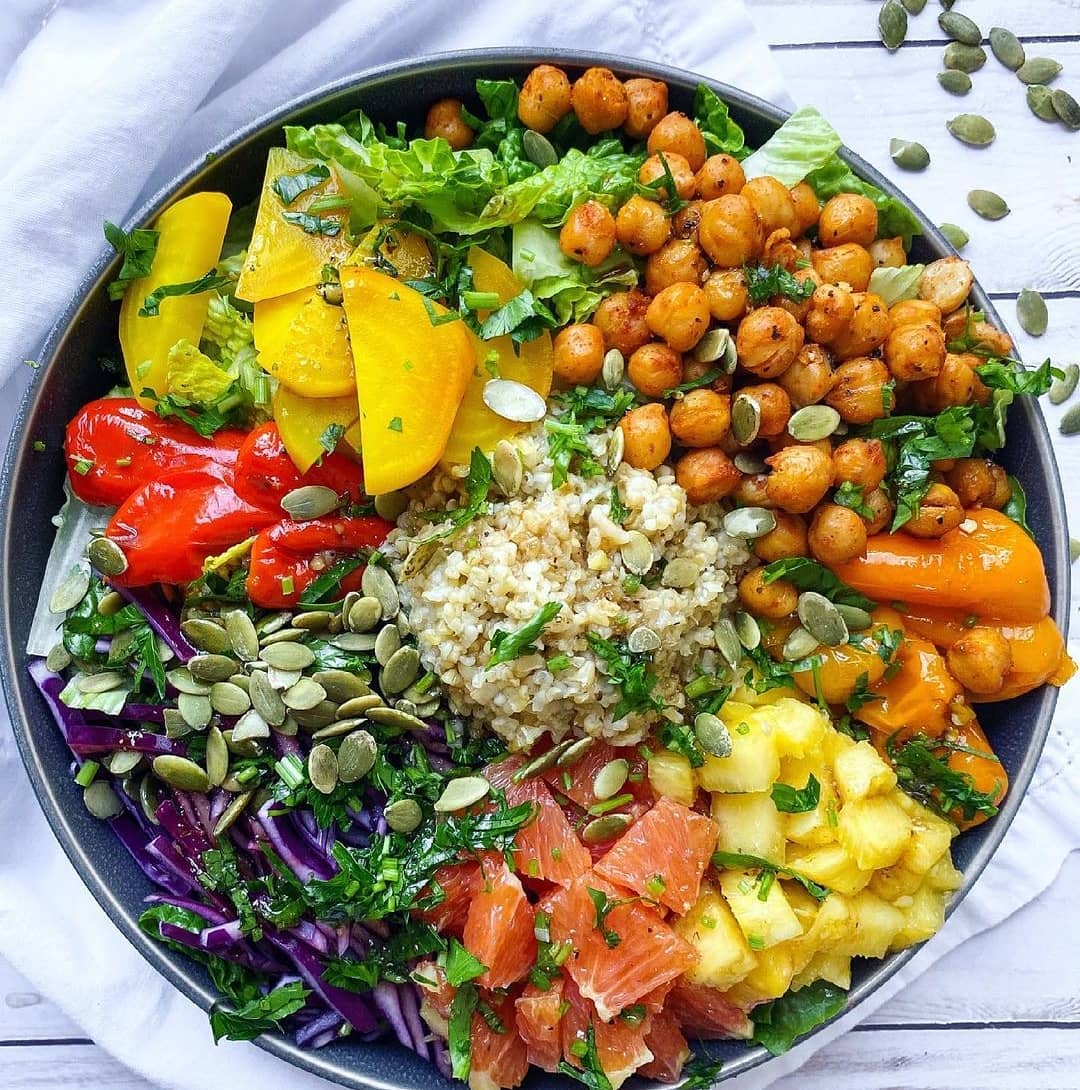 Rainbow Fruit and Veg Freekeh Salad