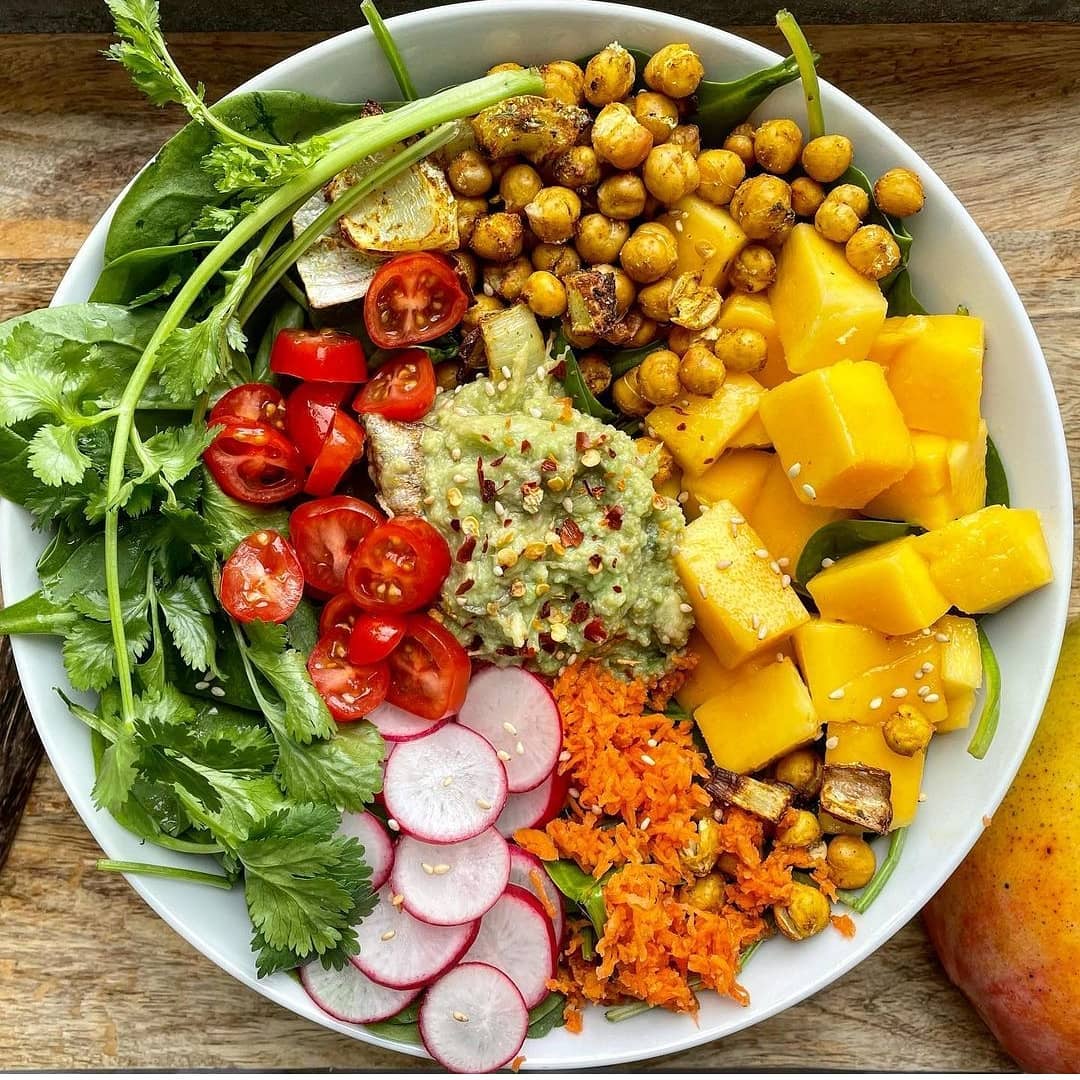 Sesame Rainbow Salad with Crispy Chickpeas