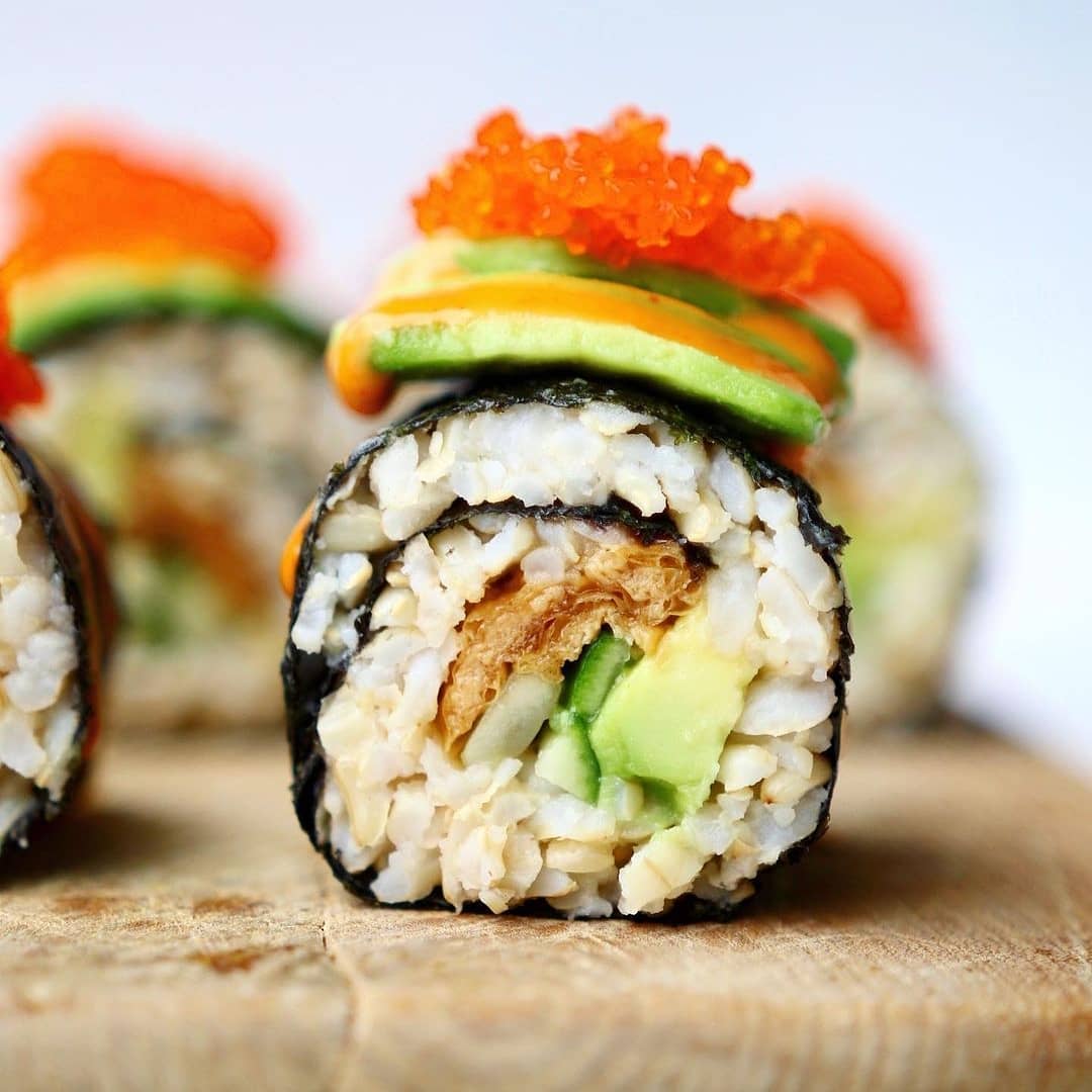 Vegan Maki Sushi Rolls with Toppings
