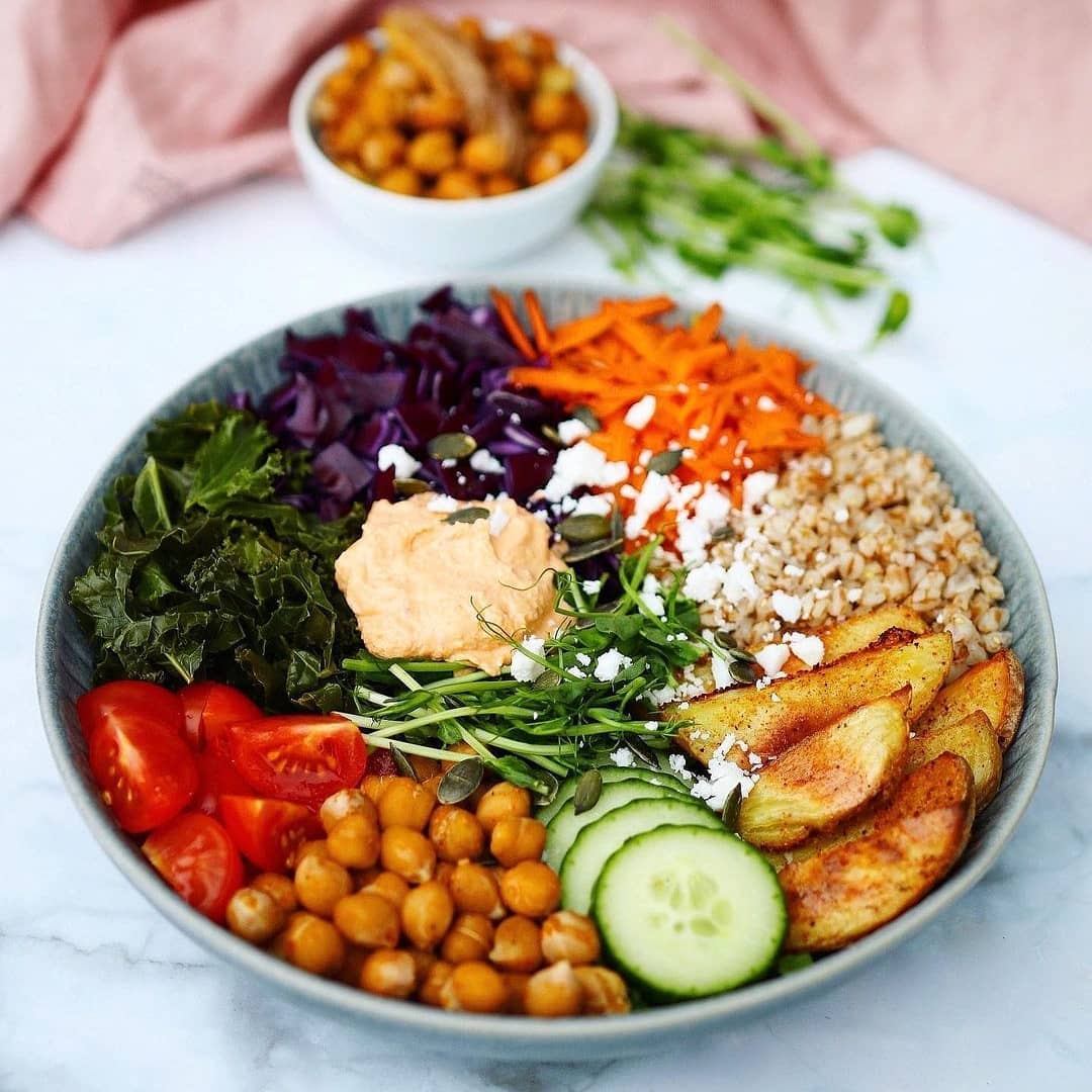 Vegan Nourishing Bowl with Greens and Grains