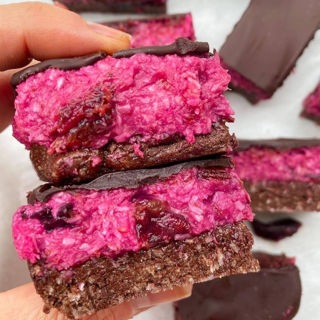 Vegan Cherry Ripe Slice