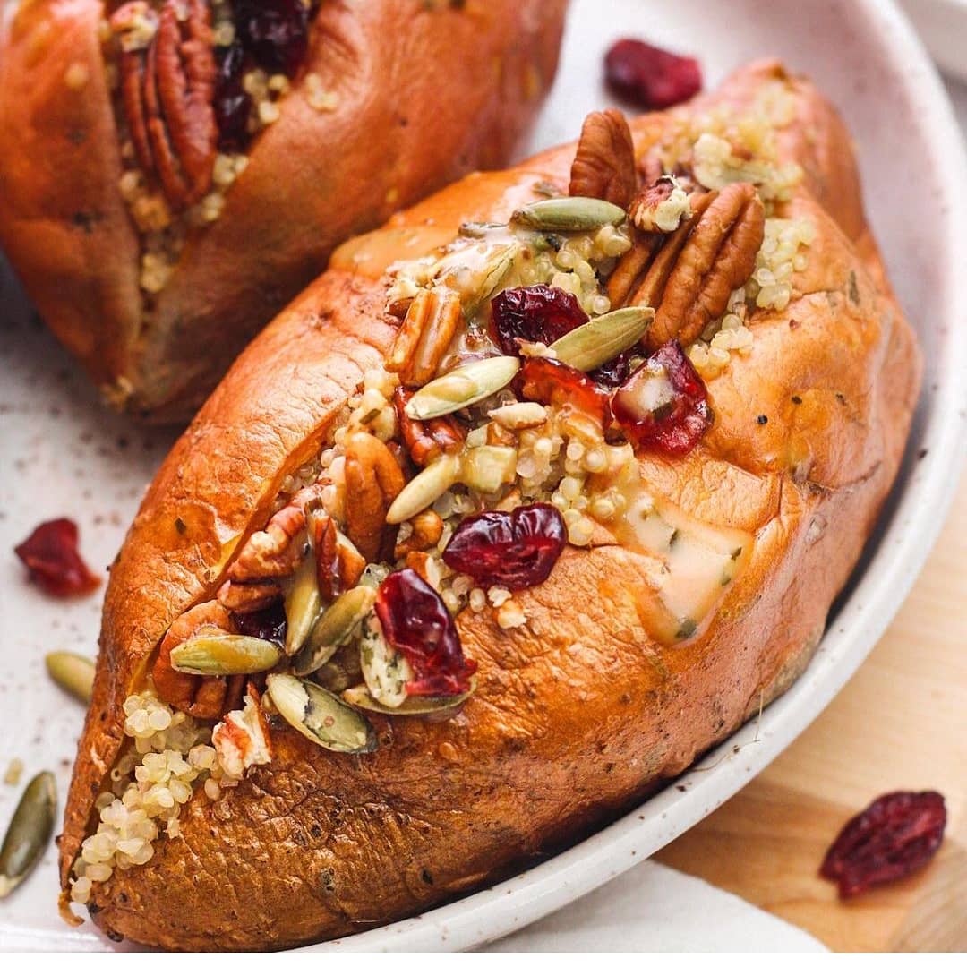 Autumn Stuffed Sweet Potatoes with Quinoa