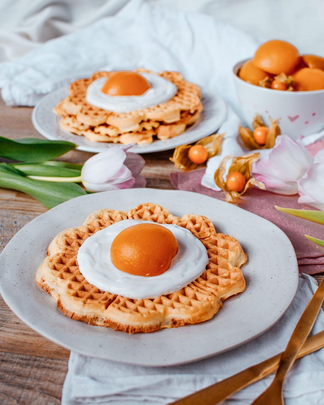Delicious Sunny-Side Up Waffles for Easter Breakfast