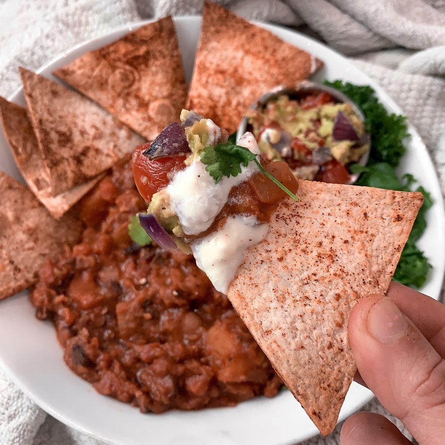 Homemade Tortilla Nachos with Guacamole