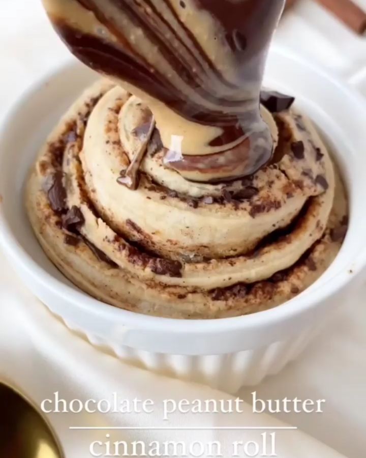 Vegan Single Serve Peanut Butter Chocolate Cinnamon Roll