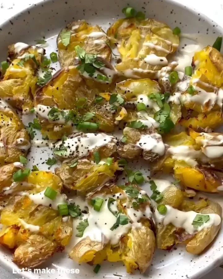Crispy Smashed Potatoes with Tahini Sauce