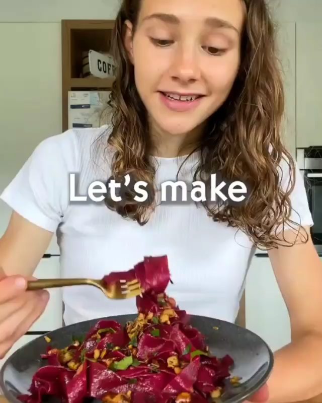 Beetroot-Colored Homemade Pasta with Garlic Hazelnut Sauce