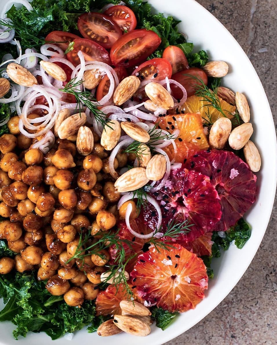 Winter Salad with Sweet and Spiced Chickpeas