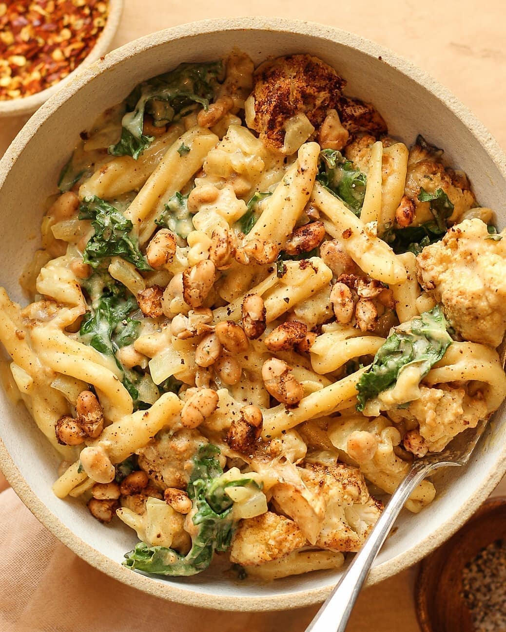 Creamy Pasta with Cauliflower, White Beans, and Kale