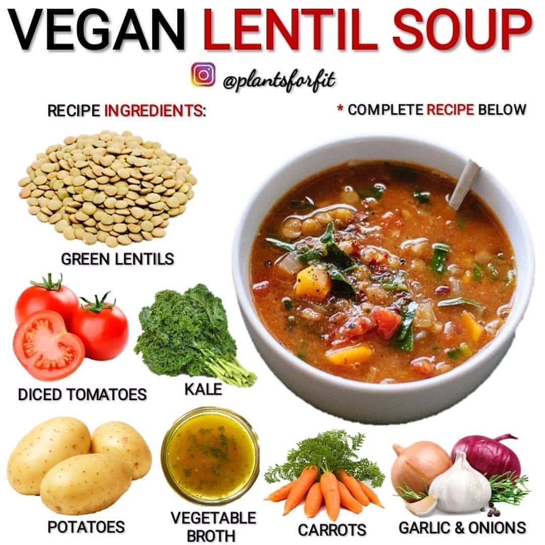 Vegan Lentil Soup with Kale and Potatoes
