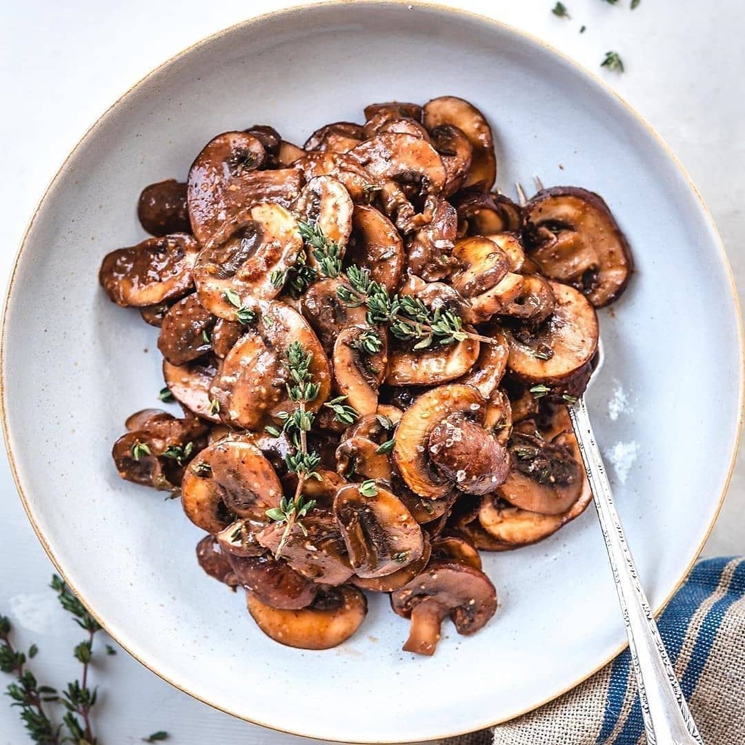 Balsamic Mushrooms with Almond Butter Sauce