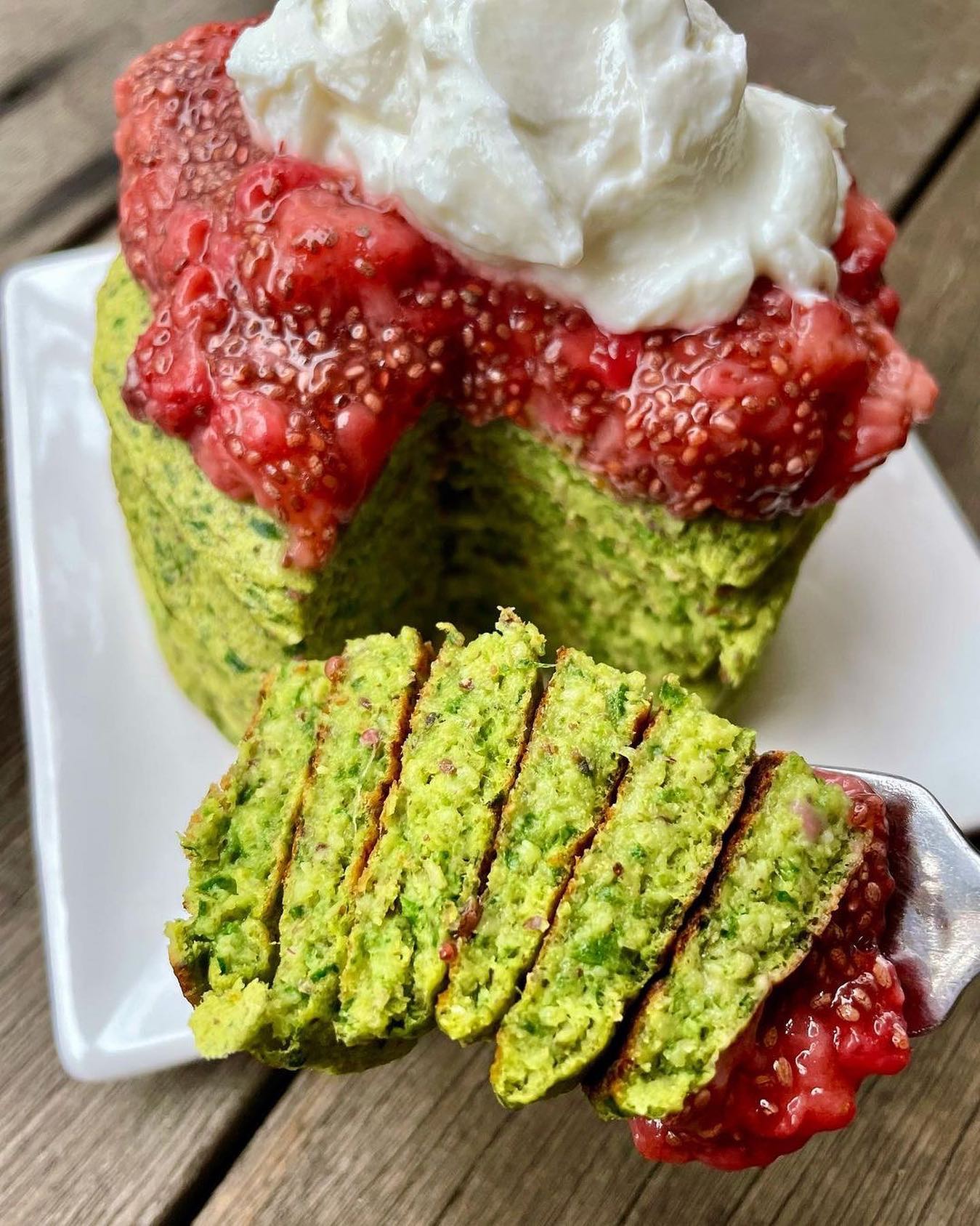 Vegan Spinach Banana Pancakes with Chia Jam