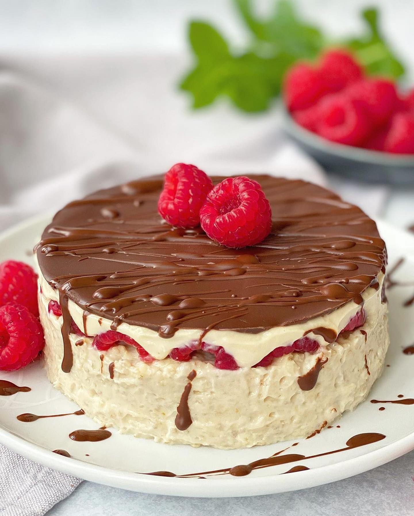 Raspberry Chocolate Shell Oat Pudding