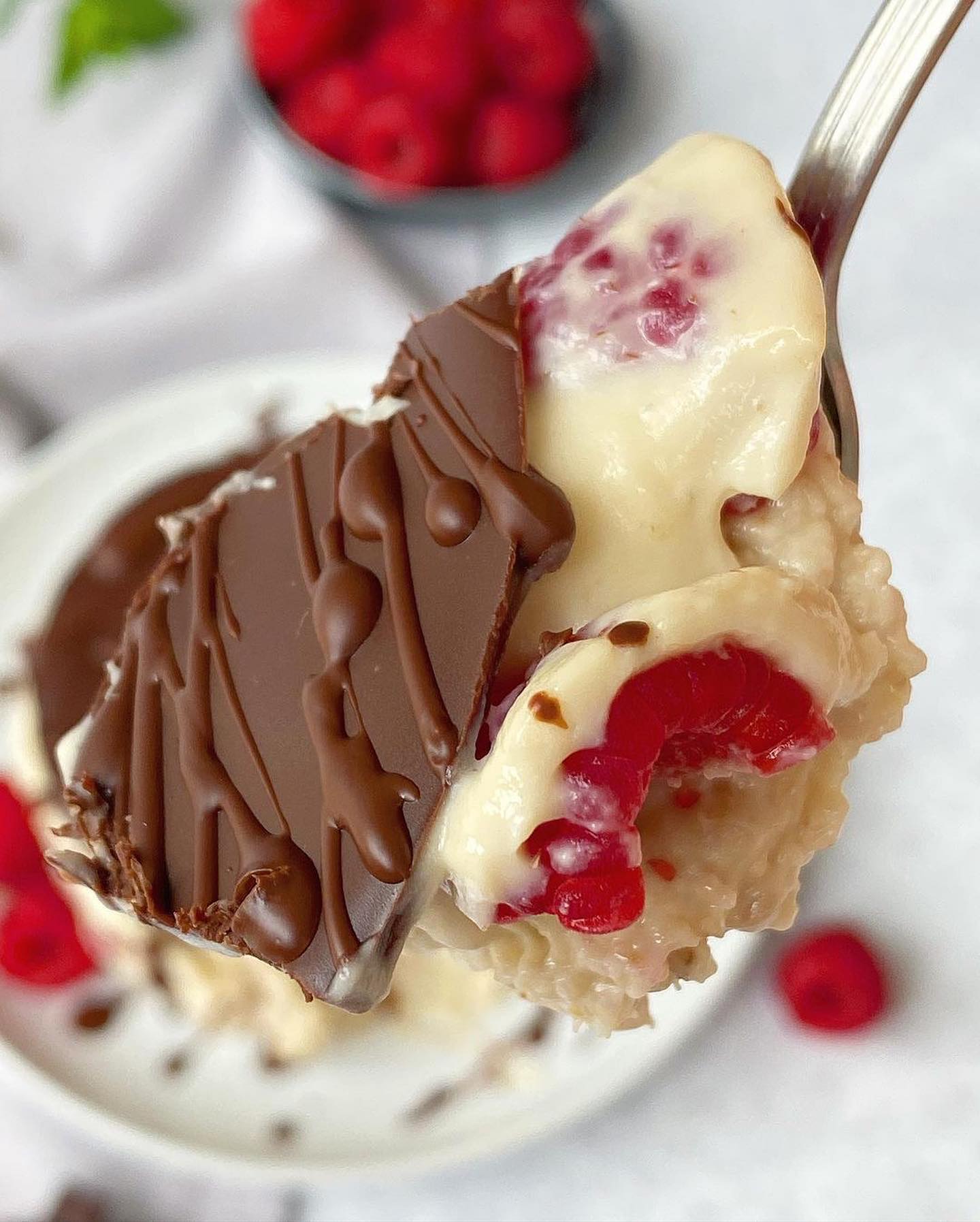 Raspberry Chocolate Shell Oat Pudding