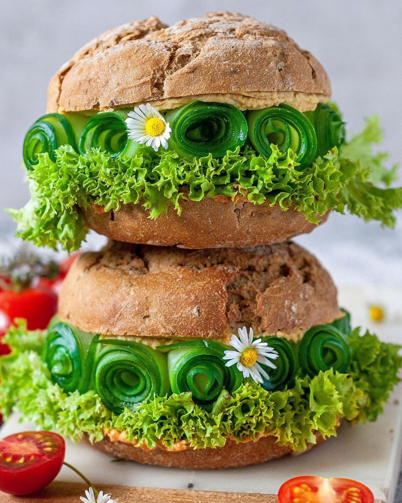 Green Sandwich with Hummus and Veggies