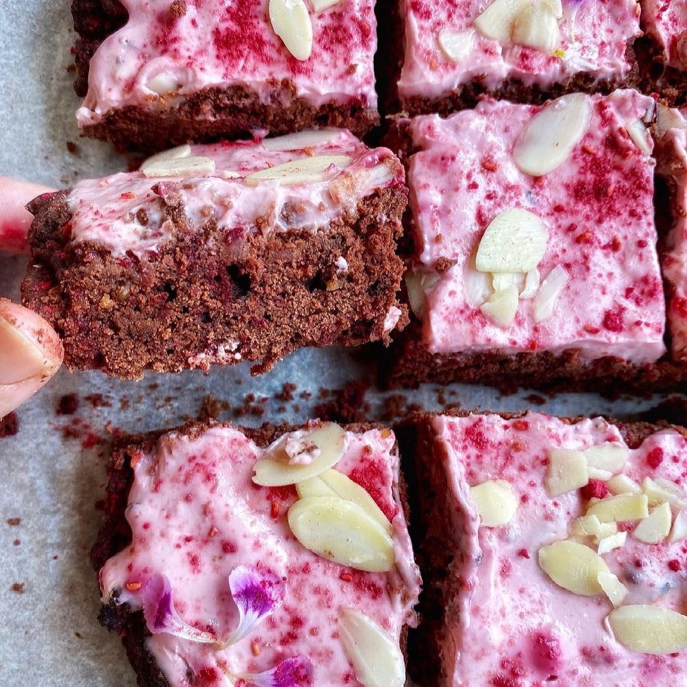 Vegan Chocolate & Beetroot Sheet Cake with Almond Yogurt Frosting