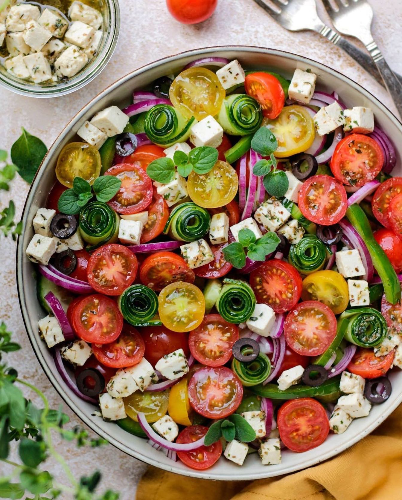 Easy Vegan Feta Salad