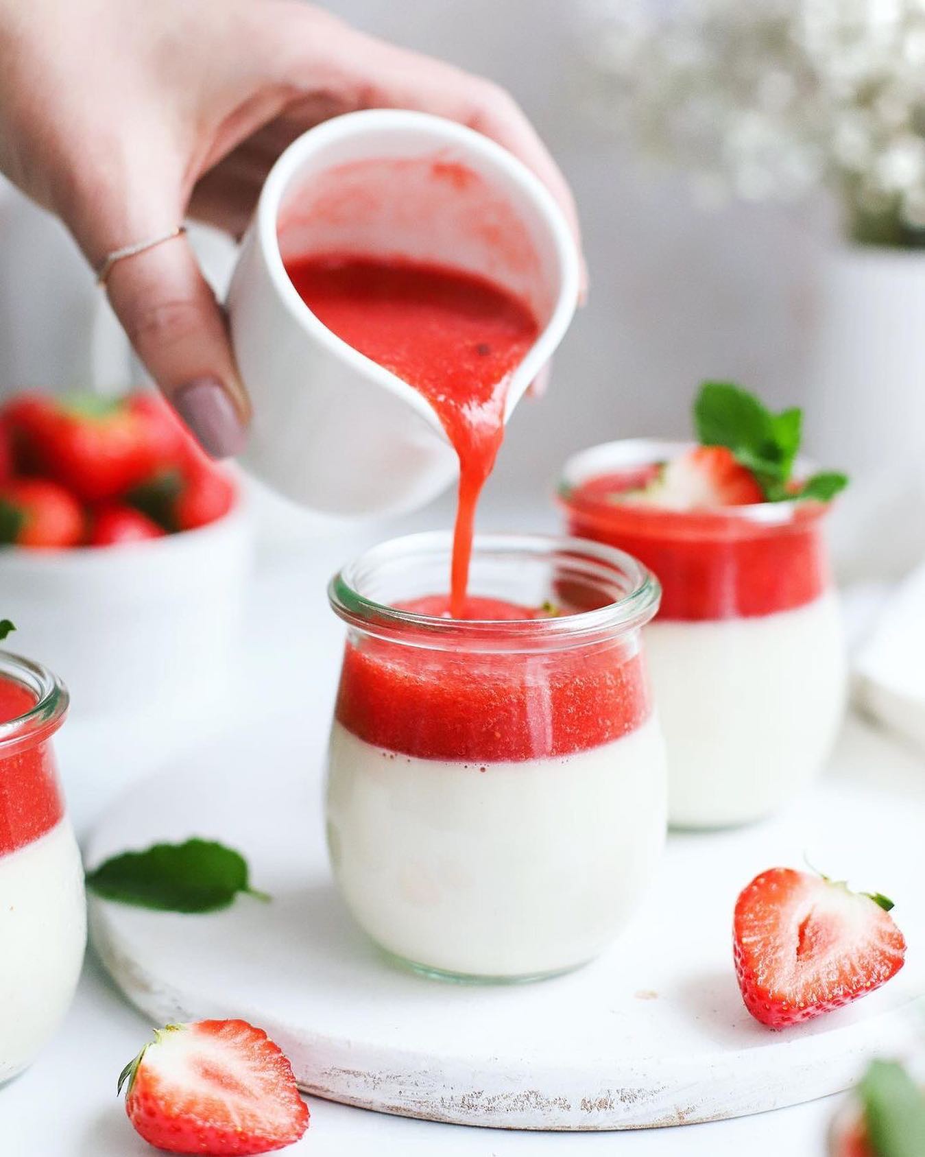 Vegan Panna Cotta with Strawberry Coulis