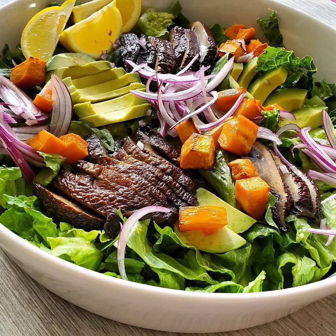 Roasted Sweet Potato and Mushroom Salad