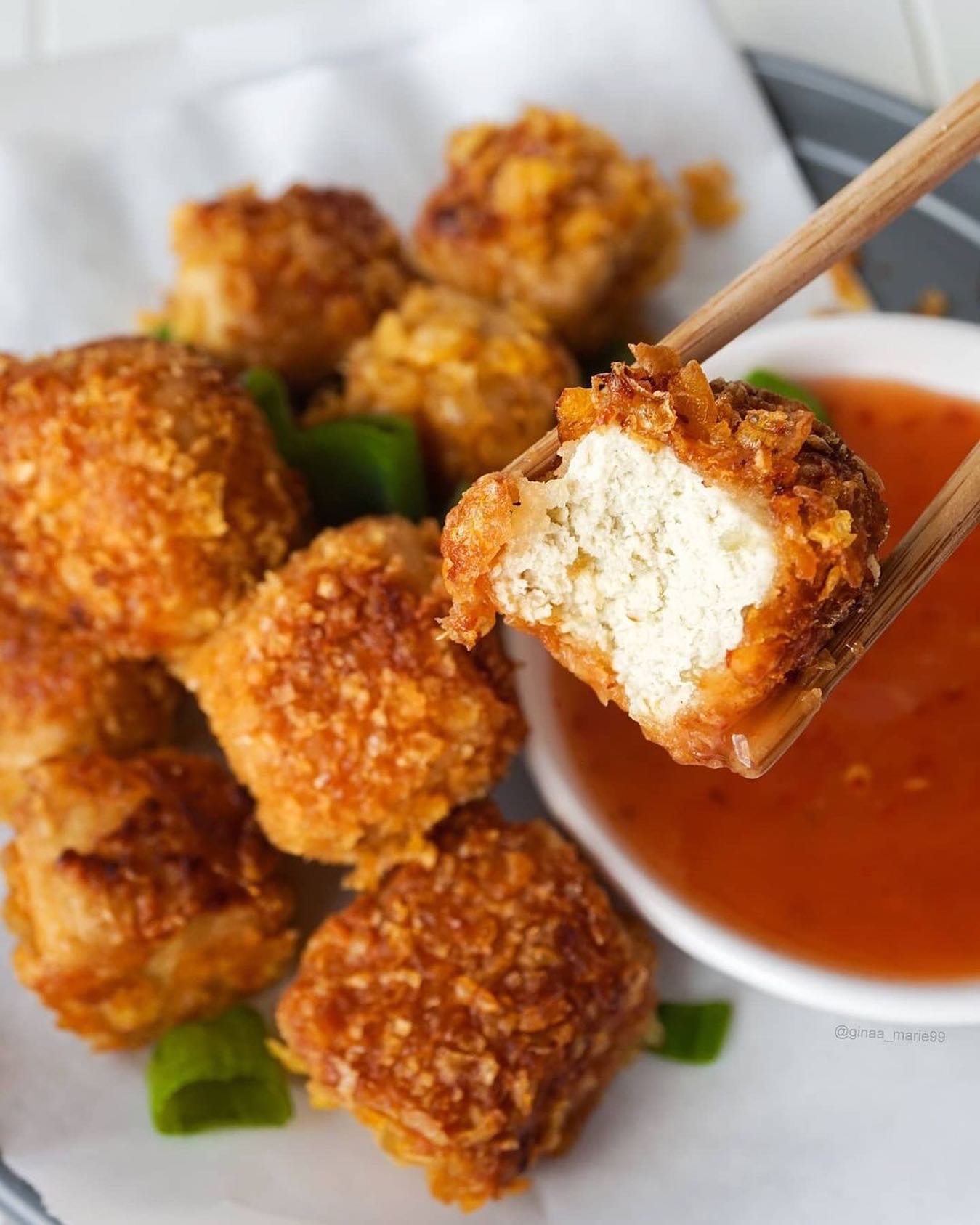 Crispy Peanut Tofu with Cornflake Coating