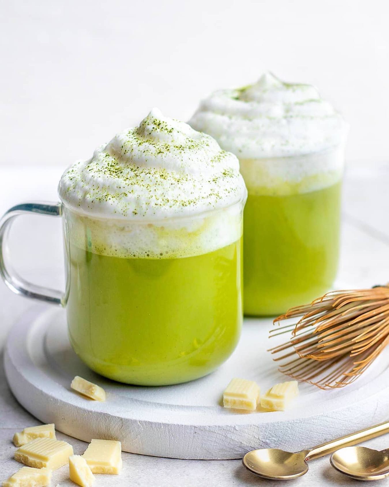 Vegan Matcha Latte with White Chocolate
